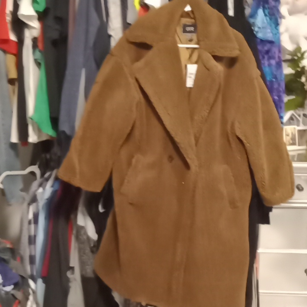 QUIZ brown teddy bear long coat